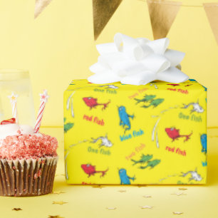 Ein Fisch Zwei Fische Gelbes Muster Geschenkpapier