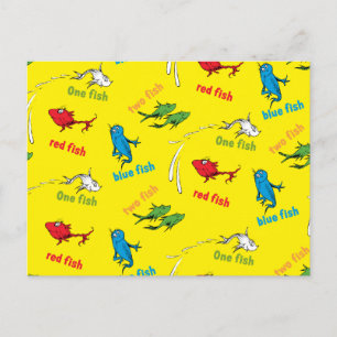 Ein Fisch Zwei Fische Gelbes Muster Postkarte