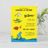 Ein Fisch zwei Fische - Kindergeburtstag Einladung (Stehend Vorderseite)