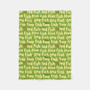 Ein Fisch Zwei Fische Typografie Muster Fleecedecke