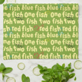 Ein Fisch Zwei Fische Typografie Muster Geschirrtuch (Gefaltet)