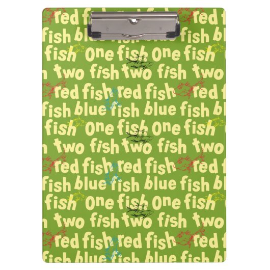 Ein Fisch Zwei Fische Typografie Muster Klemmbrett (Vorderseite)