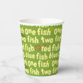 Ein Fisch Zwei Fische Typografie Muster Pappbecher (Links)