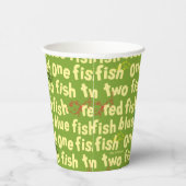 Ein Fisch Zwei Fische Typografie Muster Pappbecher (Rechts)