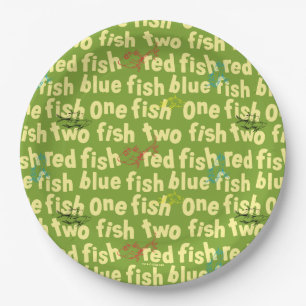 Ein Fisch Zwei Fische Typografie Muster Pappteller