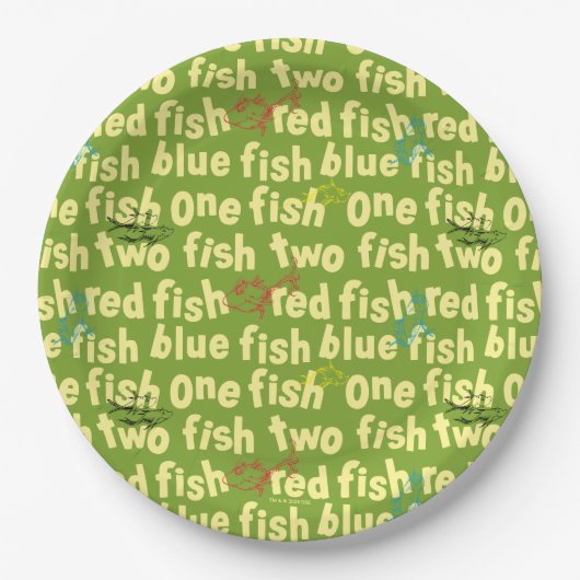 Ein Fisch Zwei Fische Typografie Muster Pappteller (Vorderseite)