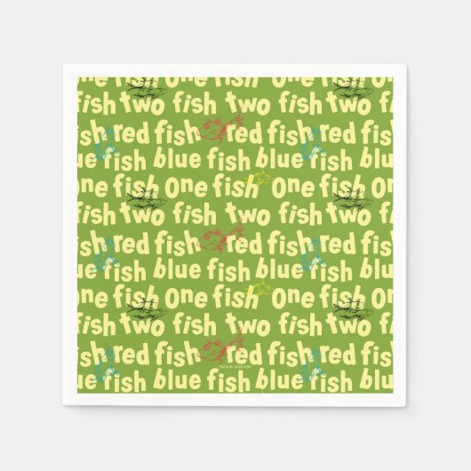 Ein Fisch Zwei Fische Typografie Muster Serviette (Vorderseite)