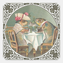 Ein fischartiges Datum Quadratischer Aufkleber