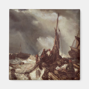 Ein Fischer, der in ein Netz, 1868 zieht Magnet