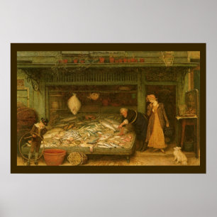 Ein Fischhändlergeschäft von Frederick Walker Poster