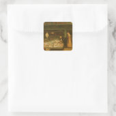 Ein Fischhändlergeschäft von Frederick Walker Quadratischer Aufkleber (Tasche)