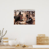 Ein Fischverkauf an einem Cornish Beach 1885 Poster (Küche)