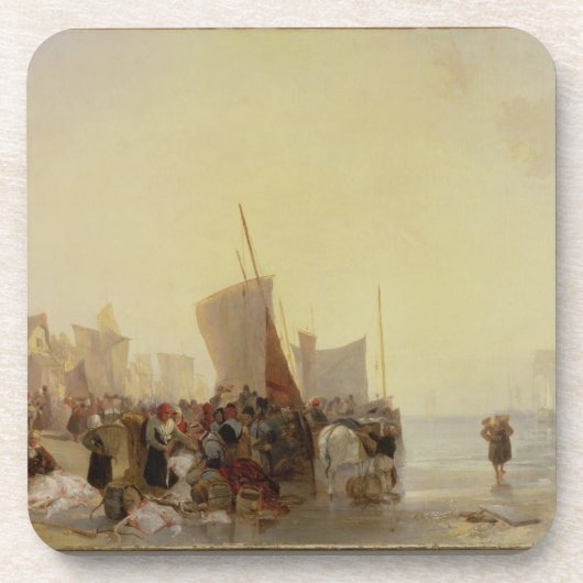 Ein Fishmarket nahe Boulogne, c.1824 (Öl auf Untersetzer (Vorderseite)