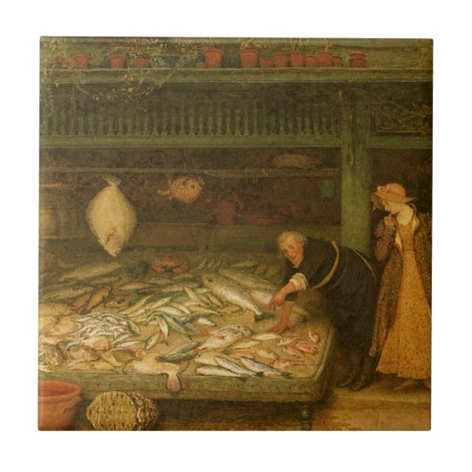 Ein Fishmonger's Shop von Frederick Walker Fliese (Vorderseite)