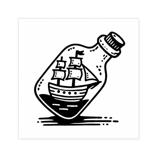 Ein Flaschenschiff Gummistempel (Prägung)