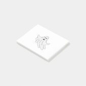 Ein flatternder Ghost Post-it Klebezettel (angewinkelt)