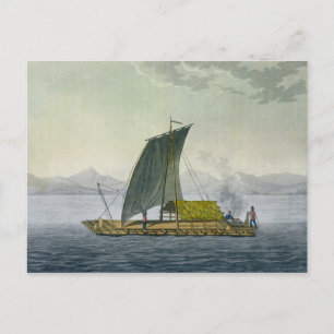 Ein Floß, das den Hafen von Guayaquil in Ecuador v Postkarte