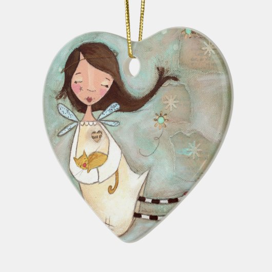 Ein Flügel und ein Schnurren Keramik Ornament (Links)