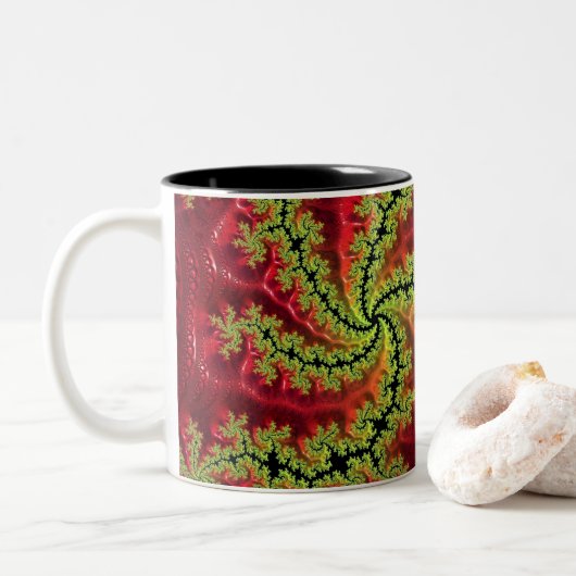 Ein Fluss fließt durch die Kaffee-Tasse Zweifarbige Tasse (Mit Donut)