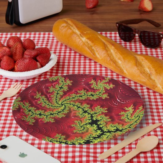 Ein Fluss fließt durch seine Papierplatte Pappteller (Picknick)
