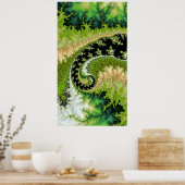 Ein Fluss in der Landschaft des grünen Fraktals Poster (Küche)