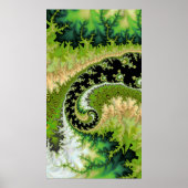 Ein Fluss in der Landschaft des grünen Fraktals Poster (Vorne)