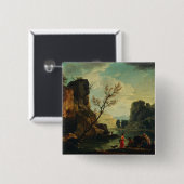 Ein Fluss mit Fischern von Joseph Vernet Button (Vorne & Hinten)