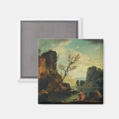 Ein Fluss mit Fischern von Joseph Vernet Magnet (Vorderseite/Rückseite)