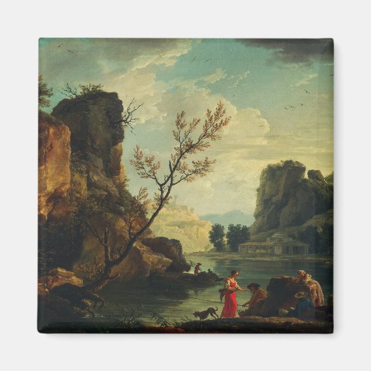 Ein Fluss mit Fischern von Joseph Vernet Magnet (Vorne)