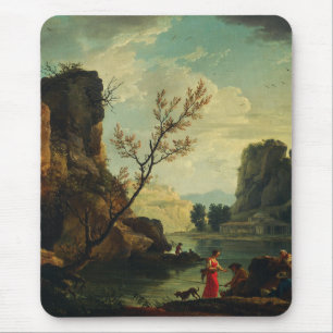 Ein Fluss mit Fischern von Joseph Vernet  Mousepad