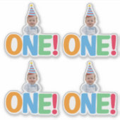 Ein Foto Geburtstag Cupcake Toppers Aufkleber (Vorderseite)