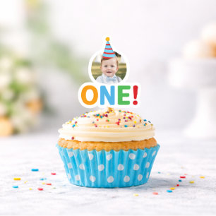 Ein Foto Geburtstag Cupcake Toppers Aufkleber