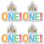 Ein Foto Geburtstag Cupcake Toppers Aufkleber (Vorderseite)