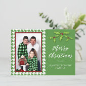 Ein Foto Grün-Weiß-Hahnentrittmuster Feiertagskarte (Stehend Vorderseite)