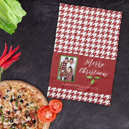 Ein Foto Holiday Rot und Weiß Hahnentrittmuster Geschirrtuch