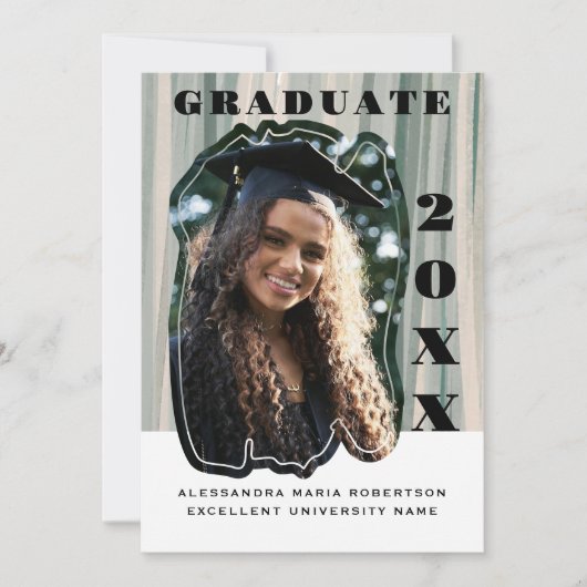 Ein Foto mit beigefarbenen Streifen Abschluss Ankündigung (Vorderseite)