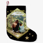 Ein Foto mit goldenem Rahmen und Sternen Kleiner Weihnachtsstrumpf (Vorderseite)