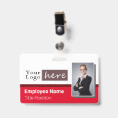 Ein Foto mit horizontalem Logo Roter Mitarbeiterna Ausweis (Front with Clip)