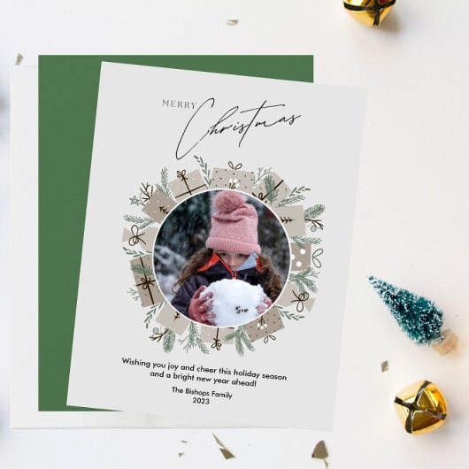 Ein Foto Moderne frohe Weihnachtsgrüße Feiertagskarte