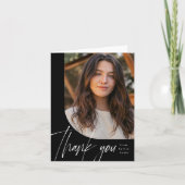 Ein Foto moderner Abschluss mit schwarzem Pinsel Dankeskarte (Vorderseite)