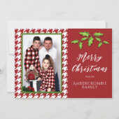 Ein Foto Rot-Weiß-Hahnentrittmuster Feiertagskarte (Vorderseite)