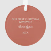 Ein Foto Unsere ersten Weihnachten Minimalistische Ornament (Rückseite)