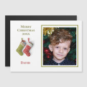 Ein Foto Weihnachts-Strümpfe - Weihnachtskarte Magnetkarte (Vorne/Hinten)