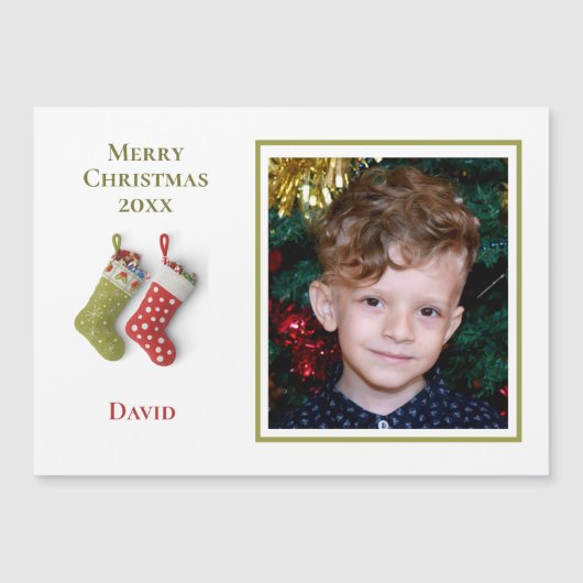 Ein Foto Weihnachts-Strümpfe - Weihnachtskarte Magnetkarte (Vorderseite)