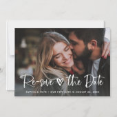 Ein Foto| Weißes Herz und Schrift Datum ändern Magneteinladung (Vorderseite)