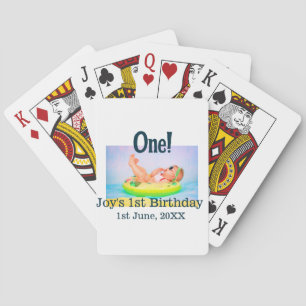 Ein Foto zum ersten Geburtstag mit modernen Namen Spielkarten