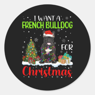 Ein französischer Bulldog zu Weihnachten Coolen We Runder Aufkleber