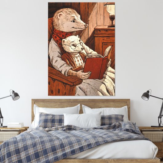 Ein Frettchen liest ein Frettchen Leinwanddruck (Insitu (Schlafzimmer))