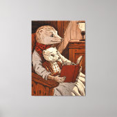 Ein Frettchen liest ein Frettchen Leinwanddruck (Vorderseite)