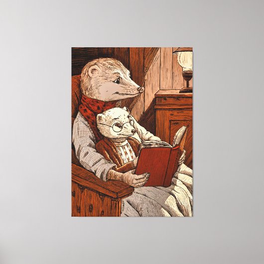 Ein Frettchen liest ein Frettchen Leinwanddruck (Vorderseite)